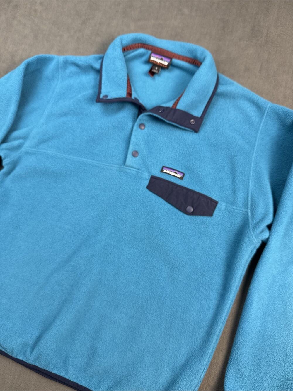 Patagonia Synchilla Snap-T Pullover Men Sz. M Blue Teal Lightweight Fleece 25580